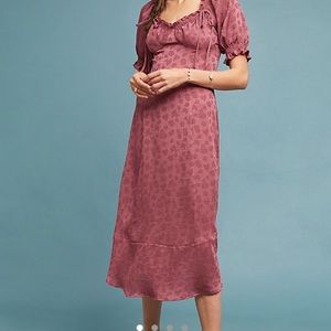 anthropologie mariah satin floral midi dress xs